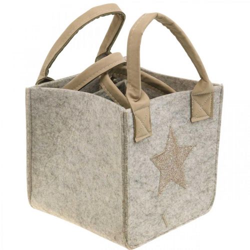 Floristik24 Decorative planter felt bag Christmas decoration beige 20 / 16cm set of 2