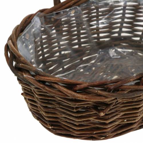 Floristik24 Handle basket oval wood nature 27 × 20cm H27cm