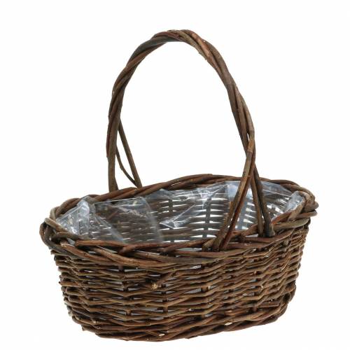 Handle basket oval wood nature 27 × 20cm H27cm