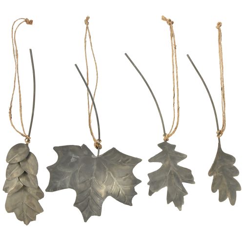 Floristik24 Autumn deco leaves metal silver gray L20cm 4pcs