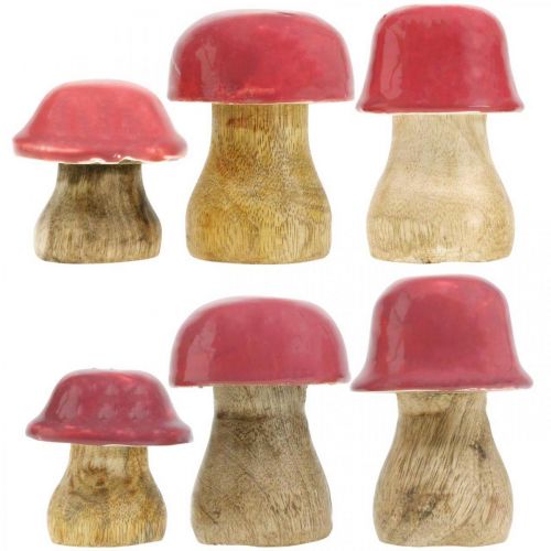 Floristik24 Autumn decoration deco mushrooms made of wood Purple wooden mushrooms H5-7cm 6 pieces