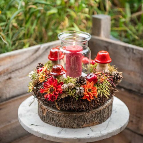 Floristik24 Autumn decoration deco mushrooms made of wood Red wooden mushrooms H5-7cm 6 pieces