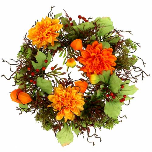 Floristik24 Autumn wreath Ø30cm with orange chrysame themes