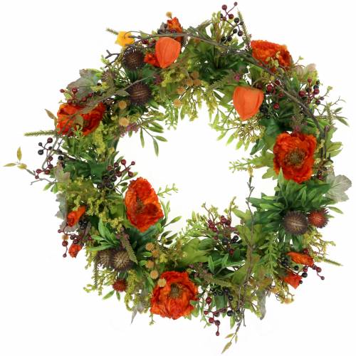 Autumn wreath poppy seeds, physalis orange Ø36cm
