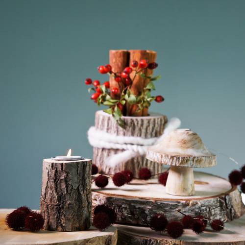 Floristik24 Wooden mushroom natural / white H10cm