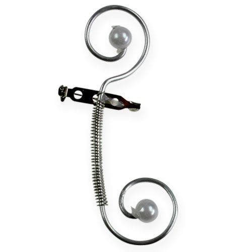 Product Wedding pin with pearls, silver 8cm 24 pcs