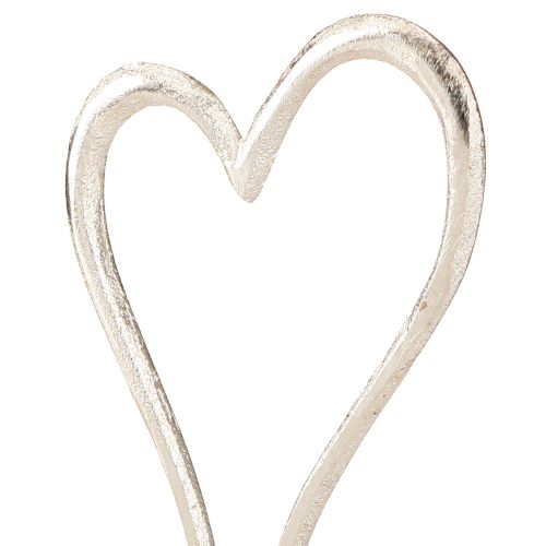 Floristik24 Heart Decoration Metal Wood Base Natural Silver H15.5cm 3 Pcs