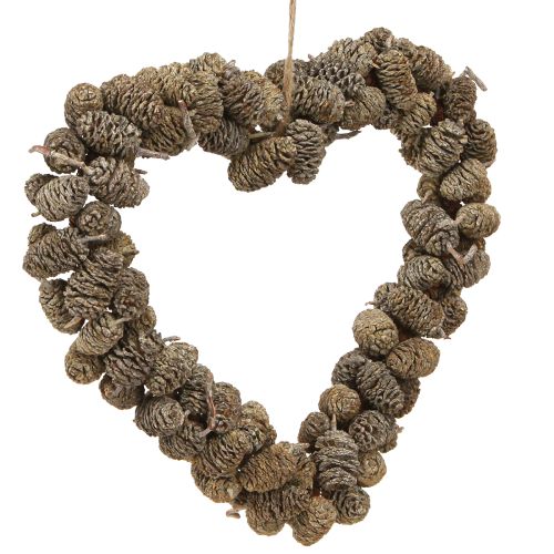 Heart decoration cone heart alder cone white washed 24cm
