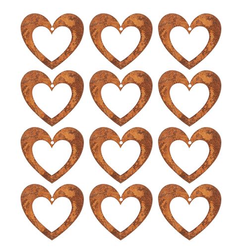 Floristik24 Decorative Heart Rust Garden Decoration Metal Heart 10cm 12 Pcs