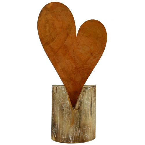 Floristik24 Heart rust on wooden base 40cm x 20cm