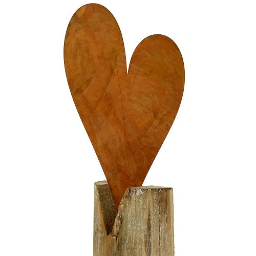 Product Heart rust on wooden base 40cm x 20cm