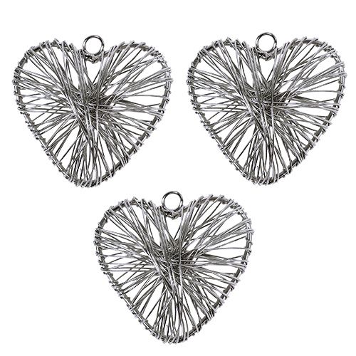Floristik24 Heart silver 4.5cm to hang 20pcs