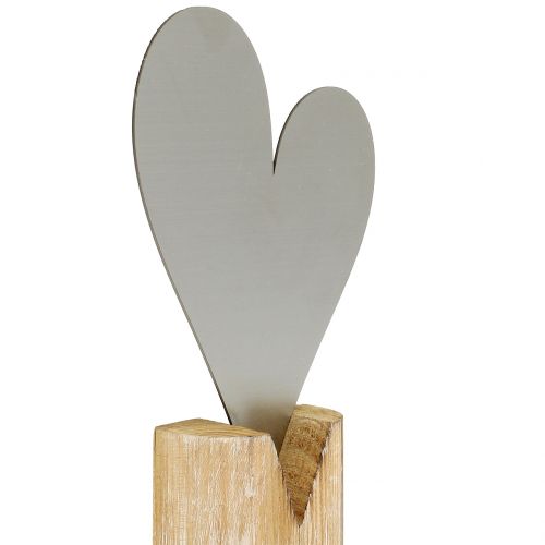 Product Heart silver on a wooden base 22cm x 11cm