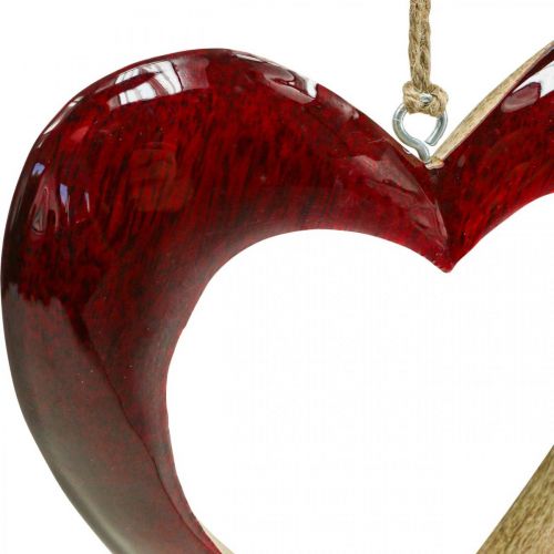 Product Heart made of wood, deco heart to hang, heart deco red H15cm