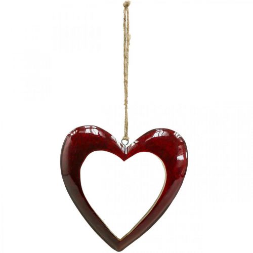 Floristik24 Heart made of wood, deco heart to hang, heart deco red H15cm