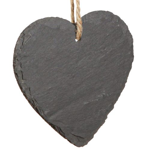 Floristik24 Heart made of slate Slate heart for hanging Black 10cm 6pcs