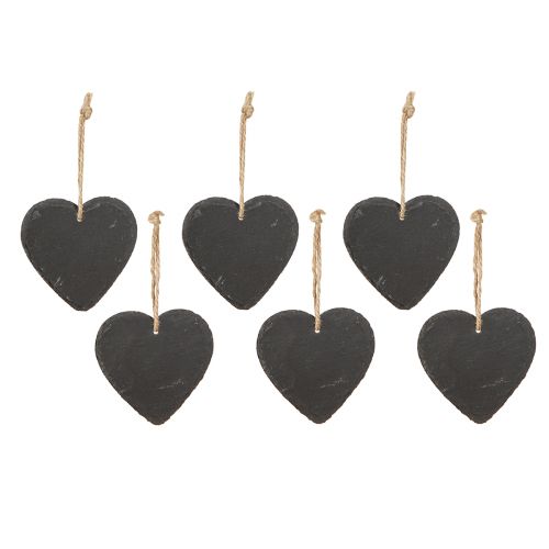Product Heart made of slate Slate heart for hanging Black 10cm 6pcs