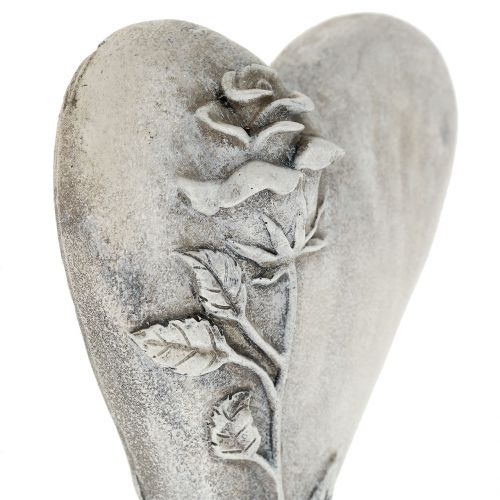 Floristik24 Heart with rose gray 16.5cm x 10cm 2pcs