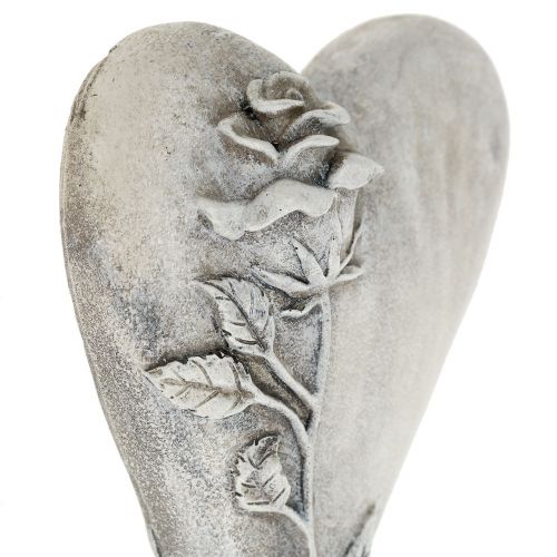 Floristik24 Heart with Rose Grey 16.5cm x 10cm 2 pcs