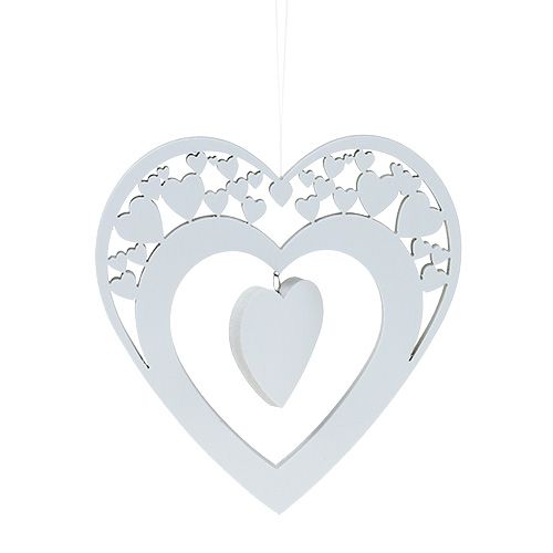 Floristik24 Heart to hang white 23cm