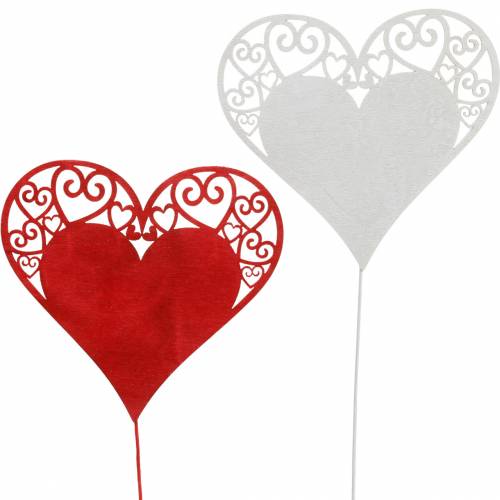 Heart on stick, decorative heart, wedding decoration, Valentine&#39;s Day, heart decoration 16 pcs