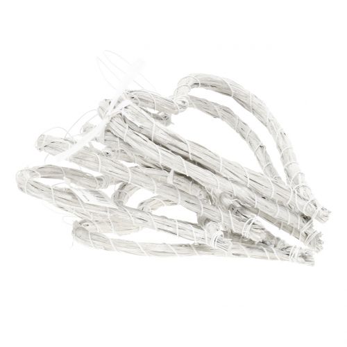 Bast heart to hang white 15cm 8pcs | Floristik24.ie