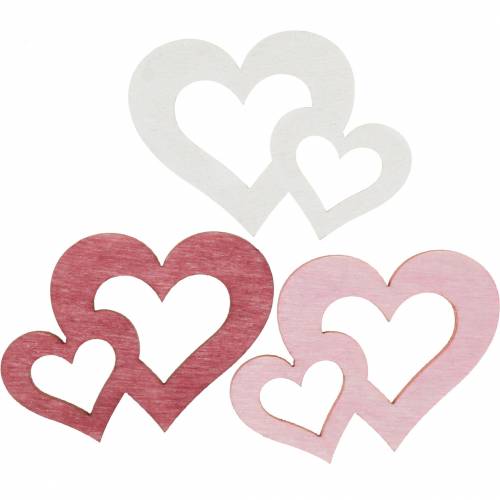 Floristik24 Wooden hearts, confetti for table decoration, Valentine's Day, wedding decoration, double heart 72 pcs