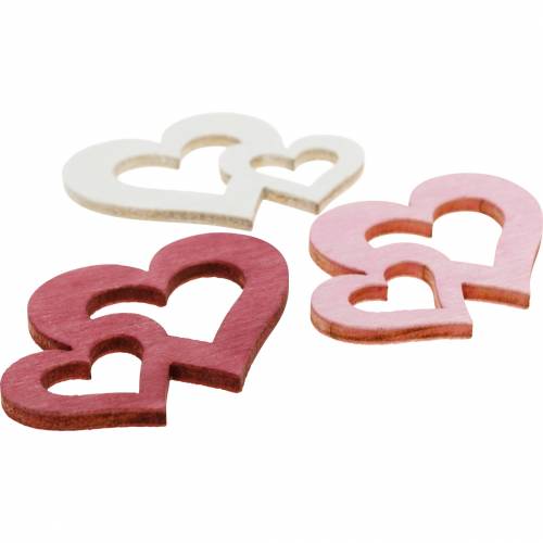 Floristik24 Wooden hearts, confetti for table decoration, Valentine's Day, wedding decoration, double heart 72 pcs
