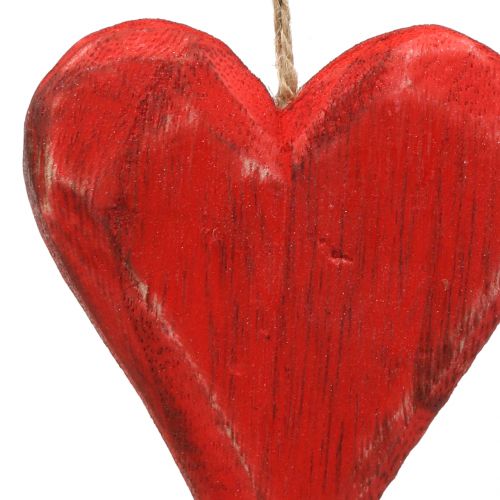 Product Wooden hearts to hang red, white 11.5cm 4pcs