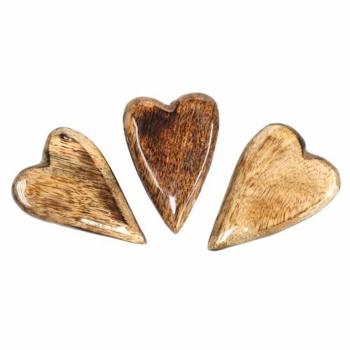 Floristik24 Mango wood hearts glazed natural 6.2–6.6cm × 4.2–4.7cm 16pcs
