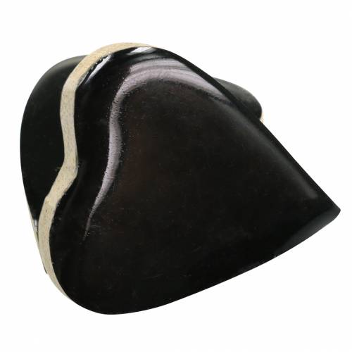 Floristik24 Hearts made of mango wood glazed natural, black 4.3cm × 4.6cm 16 pcs