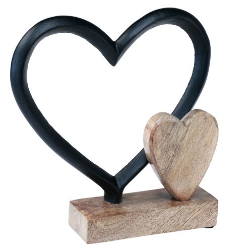 Floristik24 Heart metal heart wood mango wood base natural 18x5x19cm