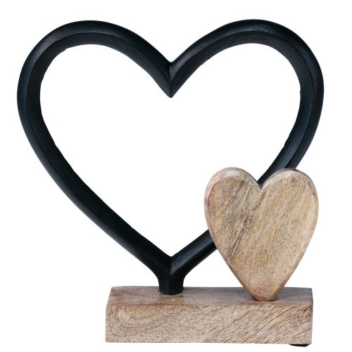 Product Heart metal heart wood mango wood base natural 18x5x19cm