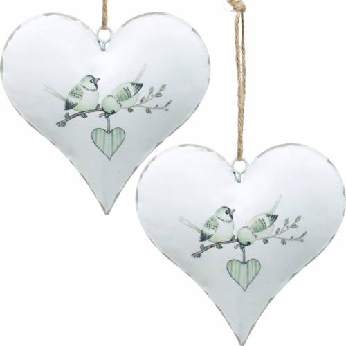 Floristik24 Decoration hanger heart with bird motif, heart decoration for Valentine&#39;s Day, metal pendant heart shape 4pcs