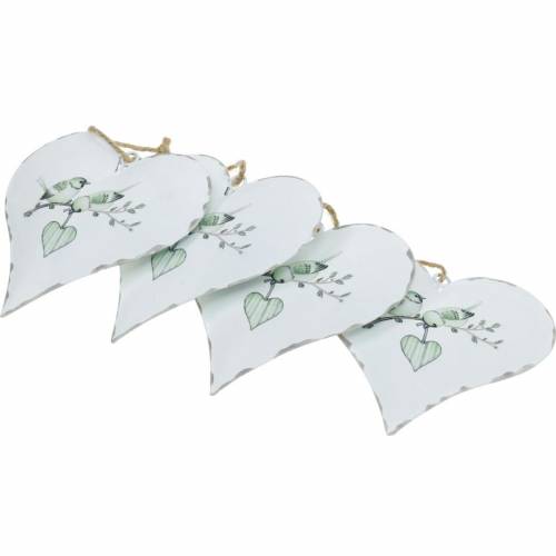 Floristik24 Decoration hanger heart with bird motif, heart decoration for Valentine's Day, metal pendant heart shape 4pcs