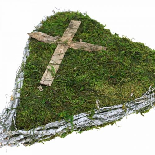 Floristik24 Grave decoration heart vines moss for grave arrangements 30×20cm