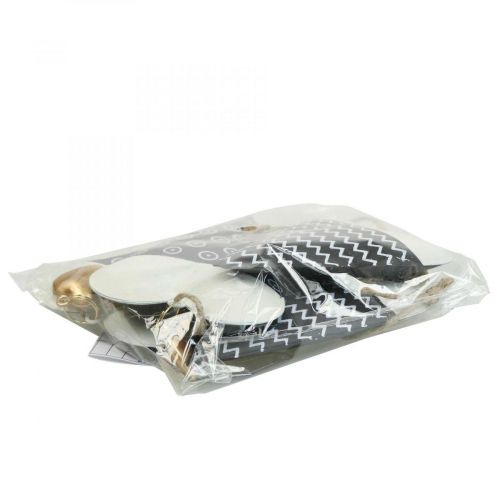 Product Heart Black White Metal Decoration for Hanging 7.5×11cm 4 pcs