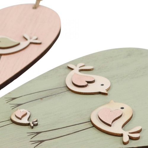 Heart made of wood, decorative heart for hanging, heart decoration H16cm 6pcs