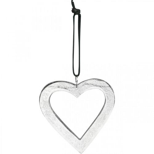 Product Heart to hang, metal decoration, Christmas, wedding decoration silver 11 × 11cm