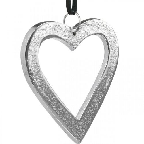 Product Heart to hang, metal decoration, Christmas, wedding decoration silver 11 × 11cm