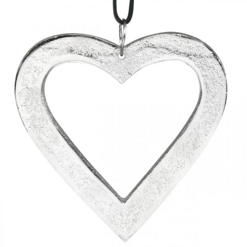 Floristik24 Heart to hang, metal decoration, Christmas, wedding decoration silver 11 × 11cm