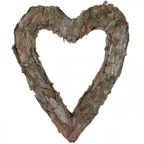 Product Decorative heart, open pine bark, autumn decoration, grave decoration, table decoration, plant set 30×24cm