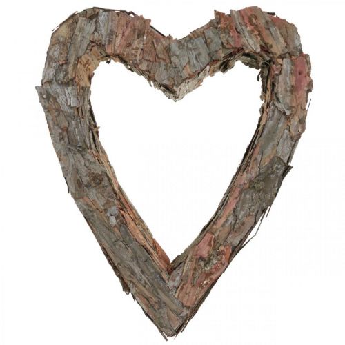 Product Decorative heart made of wood and pine bark, 40x32cm, rustic autumn decoration, versatile use