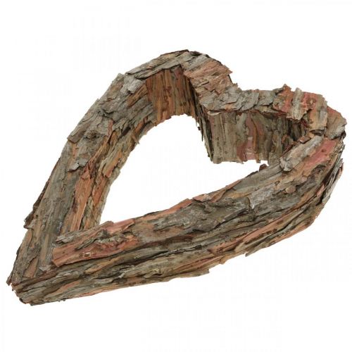 Product Decorative heart made of wood and pine bark, 40x32cm, rustic autumn decoration, versatile use