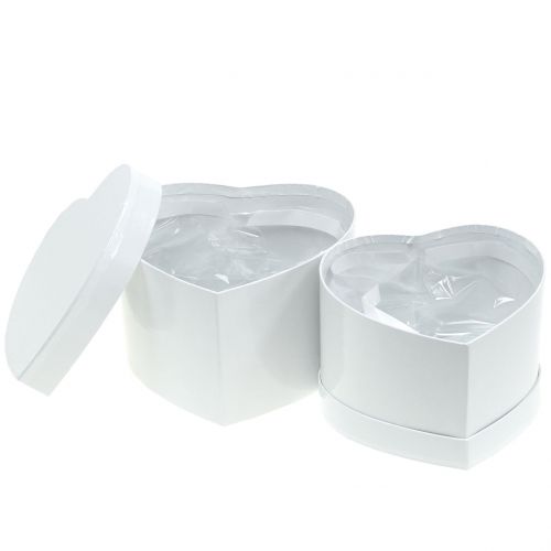 Floristik24 Heart box flower box white 14 / 16cm 2pcs