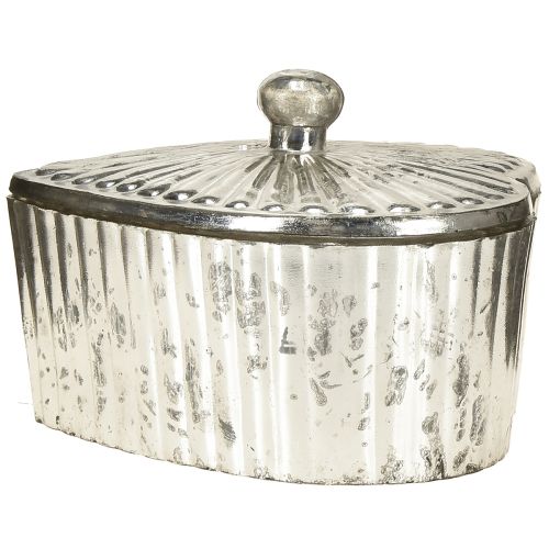 Product Heart-shaped tin with lid, glass tin with heart, champagne, 15.5 x 15 x 10 cm
