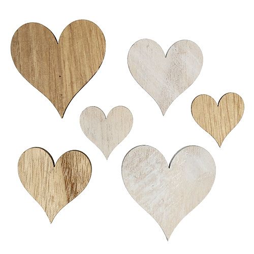Floristik24 Hearts mix made of wood gray, natural 2.5cm - 5cm 46pcs