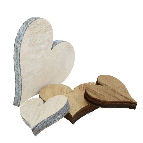 Floristik24 Hearts mix made of wood gray, natural 2.5cm - 5cm 46pcs