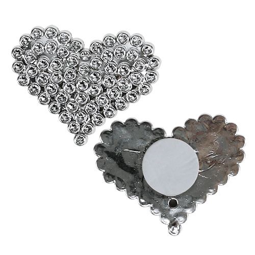 Floristik24 Hearts silver with adhesive point 5.5cm 12pcs