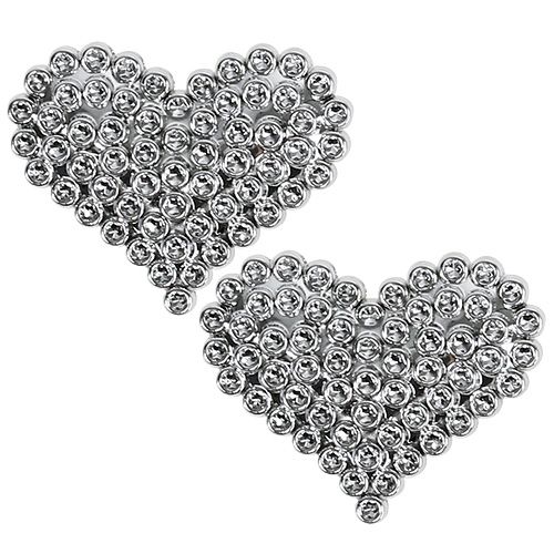 Floristik24 Hearts 6.5cm silver with adhesive dot 12pcs